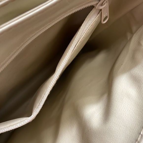 Vintage Toledano | Creme & Tan Gingham Pattern | Summer Picnic Crossbody Satchel - Picture 14 of 14